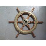 Ships Oak and Brass Wheel