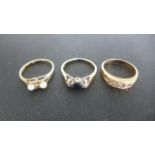 Three 9ct Gold Dress Rings - Sizes N and O - approximate total weight 6.