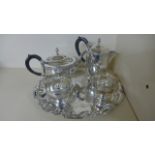 A silver plated tea-set, 4 pieces,