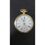 A French 18ct "Invar" Yellow Gold Pocket Watch - the dial signed Maurice Wolf with secondary dial,