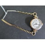 A 9ct Gold Manual Wind "Prescita" Wristwatch on a Plated Strap - 27 mm wide,