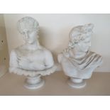 Two Parian Ware Art Union of London Busts - C Delpech of Clythe and a Classical Male - 37 cm and 34