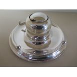 A Silver Capstan Inkwell - Birmingham 1913-14 - JG&S - 16 cm diameter - some usage - generally