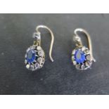 A pair of 19th century diamond and sapphire earrings,
