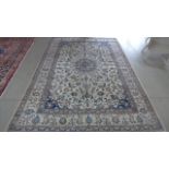 A Hand Knotted Nain Silk Inlaid Rug, 2.90m x 2.00m