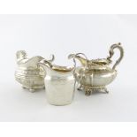 A small collection of three antique silver cream jugs, comprising: one by Reily and Storer, London