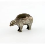 An Edwardian novelty silver polar bear pin cushion, by Charles and Cohen, Birmingham 1906,