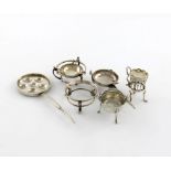 A collection of silver miniatures, late 18th and early 19th century, comprising: a waffle pan, three
