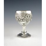 A George III silver goblet, by Benjamin Stephenson, London 1774, circular form, later embossed