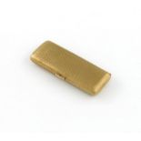 A 9 carat gold cigarette case, by S. Rose and Son, London 1921, slender rectangular form, engine-