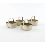 A set of four Victorian silver basket salt cellars / dishes, by E. Hutton, London 1889,