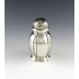 By Evald Nielson, a Danish silver sugar caster, circa 1920, lobed baluster form, the bayonet fitting