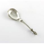 By Georg Jensen, a Danish silver serving spoon, design no. 49, circa 1915-32, with a pierced foliate