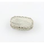 A Victorian silver snuff box, by Foxall and Co, Birmingham 1850, oblong form, engraved foliate