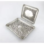 A Victorian silver dressing table tray, by A and J Zimmerman, London 1899, rectangular form,