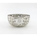 An Edwardian silver bowl, by H. Atkins, Sheffield 1902, circular form, pierced and embossed