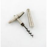 An early 19th century Dutch silver pocket corkscrew, maker's mark W? below a star, ribbed tapering