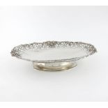 A silver dish, by Frank Cobb and Co, Sheffield 1967, oblong form, pierced and engraved vine border