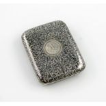 A 19th century Russian silver and niello work cigarette case, assay master A.A, Moscow 1881,