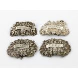 A pair of William IV silver wine labels, by Taylor and Perry, Birmingham 1836, shaped oblong form,