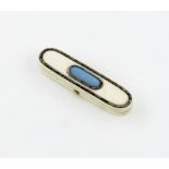 λ A George III ivory toothpick box, circa 1800, oblong form, the hinged cover with an oblong