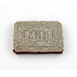 A Victorian silver 'castle-top' aide memoire, by Nathaniel Mills, Birmingham 1841, rectangular form,