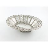 A Victorian silver dish, by Martin, Hall and Company, Sheffield 1895, oval form, pierced decoration,