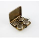 An Edwardian silver triple sovereign case with a stamp holder, by J and W Deakin, Chester 1907,