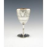 A Victorian silver goblet, by Martin, Hall and Co, London 1874, urn form, engraved decoration,