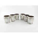 A set of six regimental Art Deco silver mugs, by Francis Cobb, Sheffield 1936, circular form,