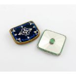 A silver and enamel compact, by The Adie Brothers, Birmingham 1938, square form, with white enamel