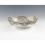 A silver bowl, by Mappin and Webb, Sheffield 1923, circular form, pierced foliate scroll decoration,