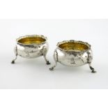 A pair of George III Scottish silver salt cellars, by Alexander Gardner, Edinburgh 1771, plain