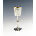Designed by A.G. Styles for Garrard, a silver goblet, London 1975, tapering circular bowl, gilded