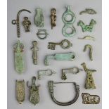 A group of Romano British bronze artefacts 1st - 4th century AD including three keys, a large bow