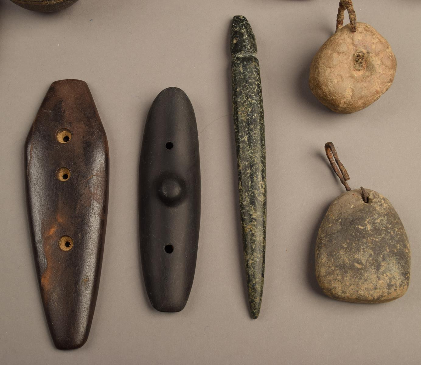 A collection of stone beads, implements and weights including an ovoid mortar and associated pestle, - Image 6 of 6