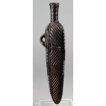 A Sotho snuff container South Africa wood and brass wirework, with deep geometric linear carving and