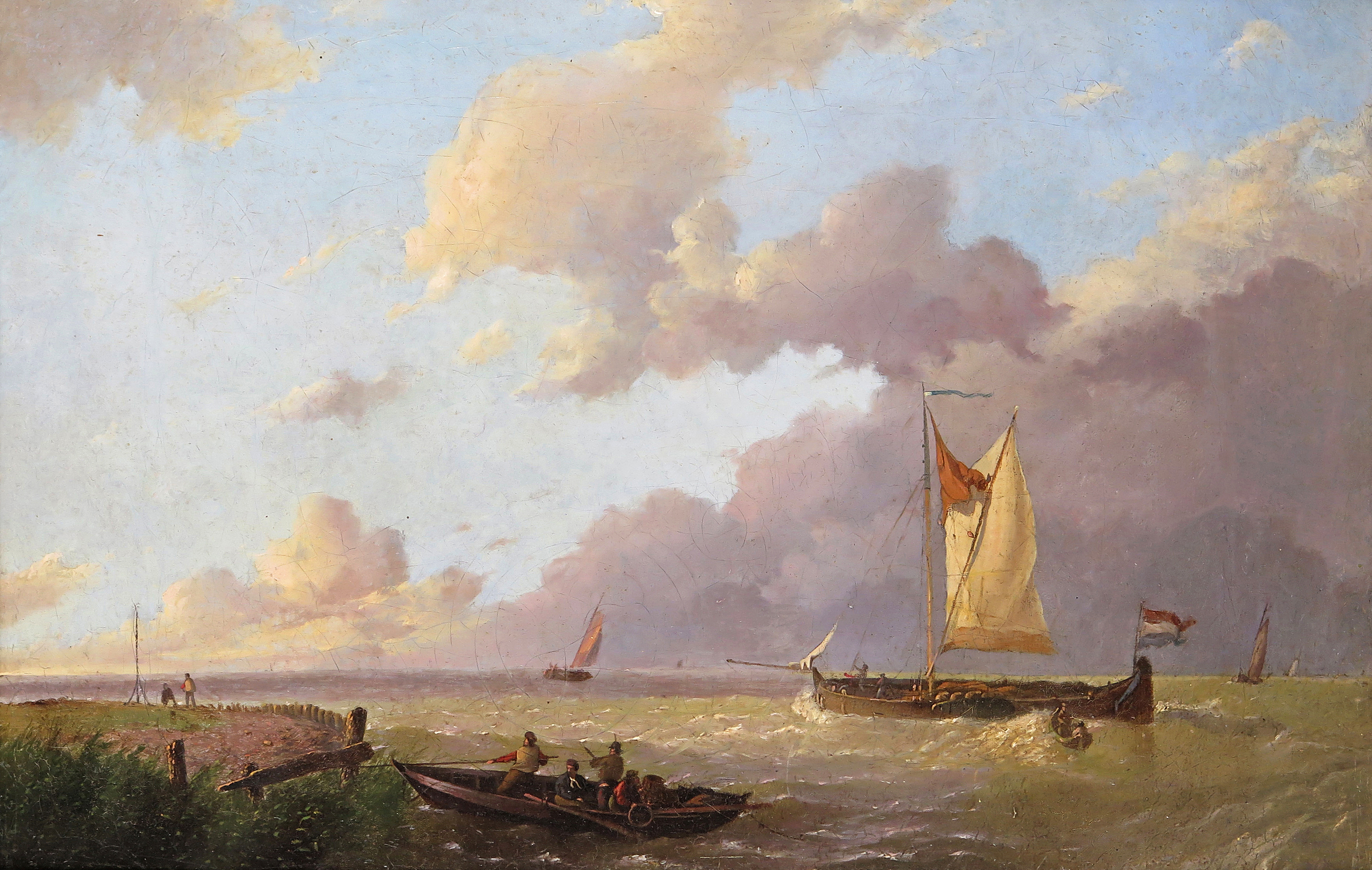 Dutch School early 19th Century Shipping off the coast Oil on canvas 25 x 36.5cm; 10 x 14¼in General