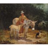Thomas Woodward (1802-1852) A country girl with a donkey and foal and her dog Signed indistinctly