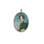 λ George Chinnery (1774-1852) Portrait miniature of Maria Graham, half length, wearing