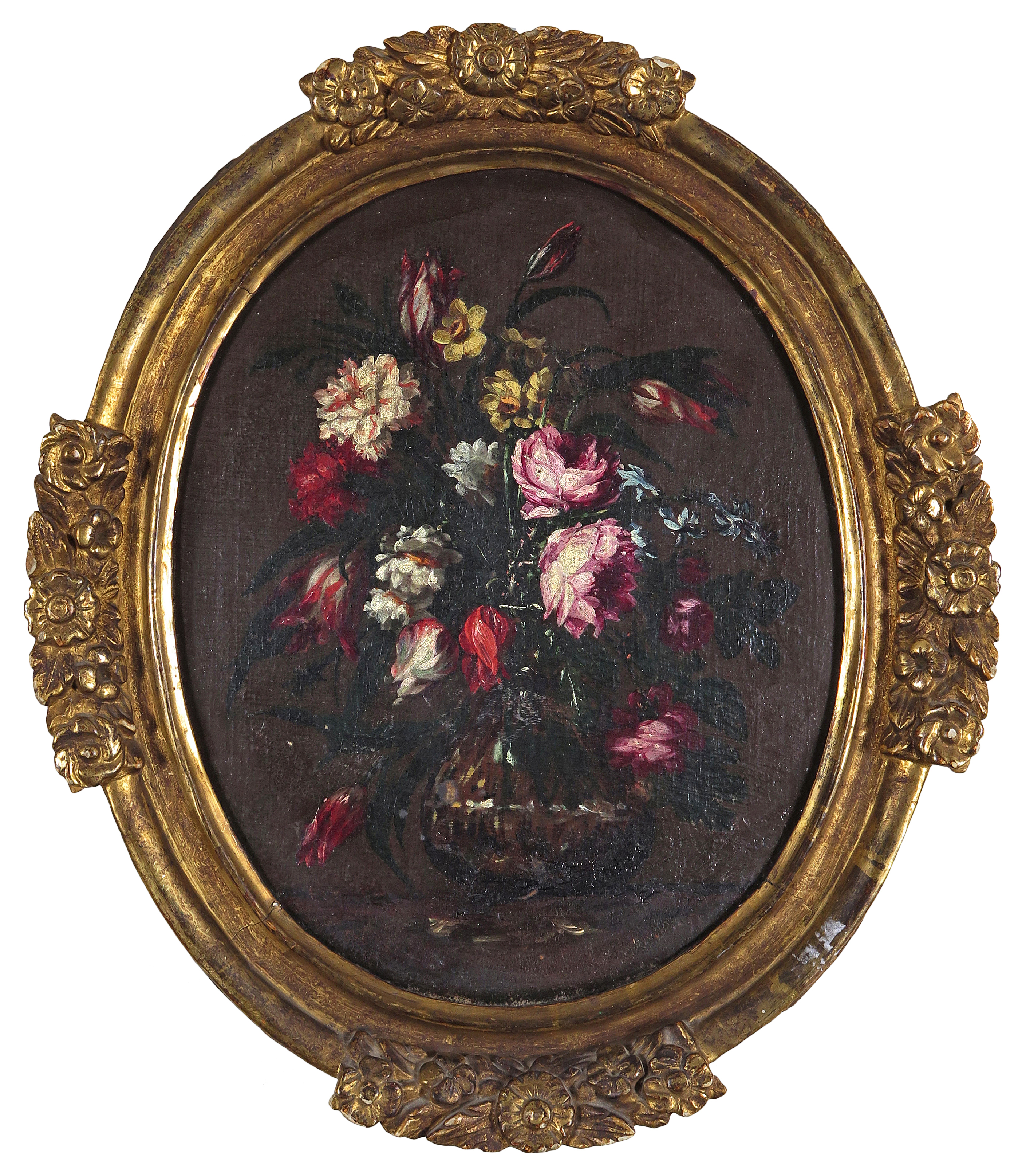 Continental School 18th Century Still lifes of flowers in a vase A pair, both oil on canvas laid - Image 2 of 2