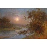 William Playfair Dickson (1859-c.1934) As twilight fades beneath the moon away Signed Oil on