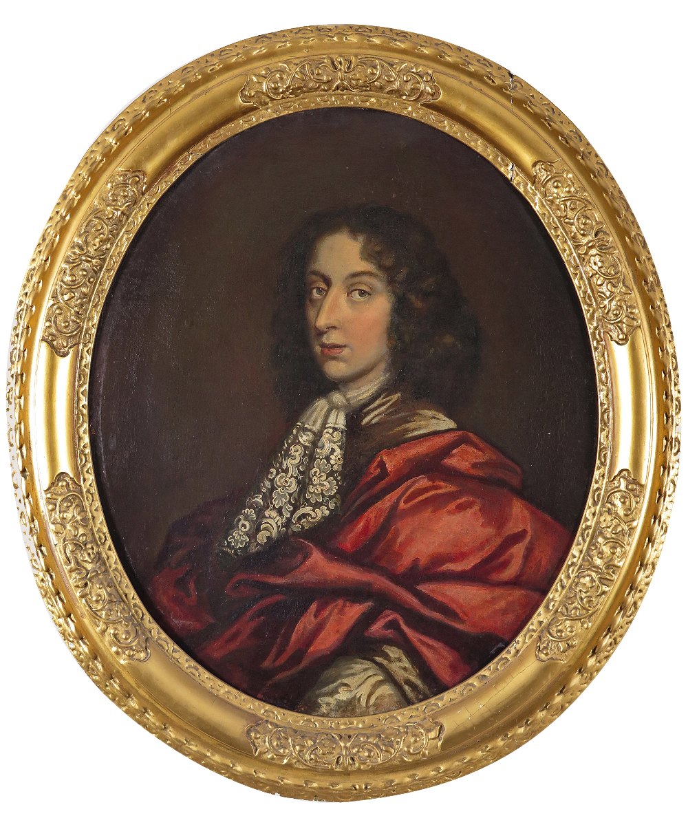 English School 17th Century Portrait of Charles II; Portrait of a Gentleman Two, both oval, in - Image 2 of 2