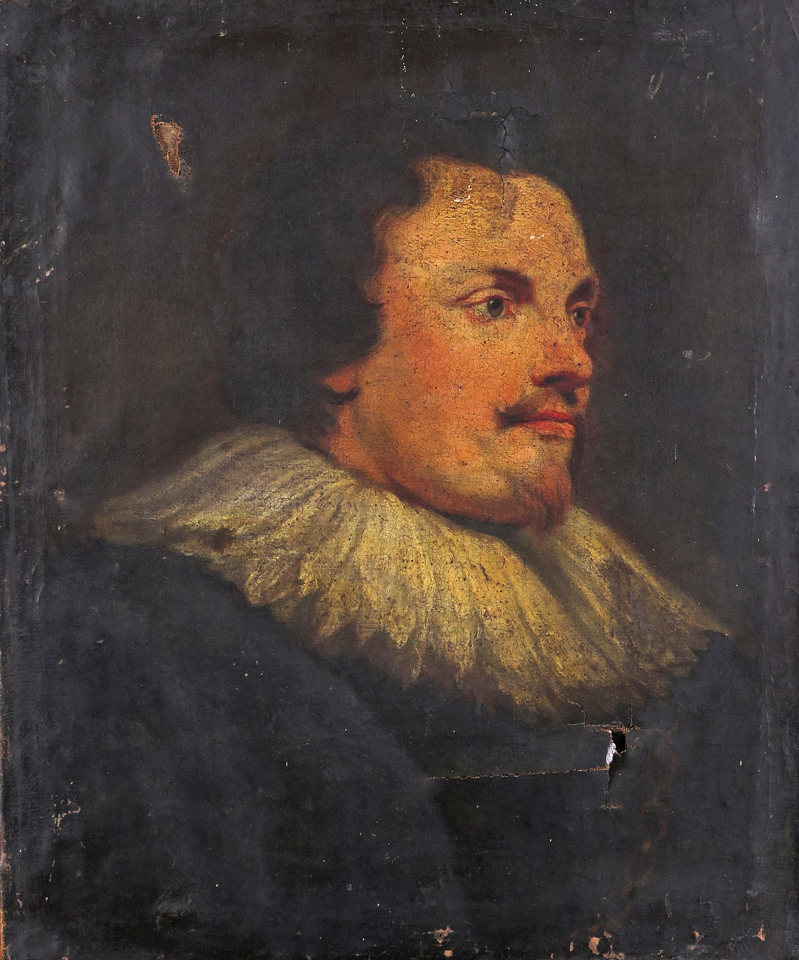English School 17th/18th Century Portrait of a gentleman, head and shoulders, wearing a wide ruff