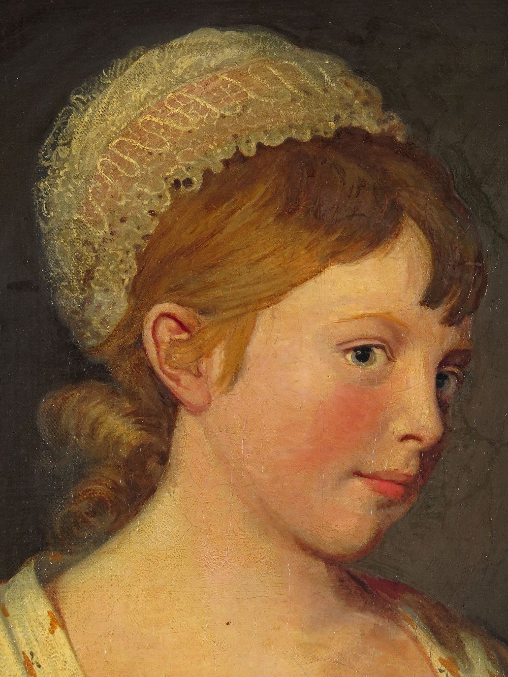 Attributed to Catherine Read (1723-1778) Portrait of a girl, half length, standing leaning on a - Image 3 of 3