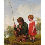 Wiliam Bromley (c.1818-c.1888) Baiting the hook Oil on canvas 35 x 30.5cm; 13¾ x 12in General