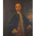 English School 18th Century Portrait of a young man wearing a decorative waistcoat and cravat,