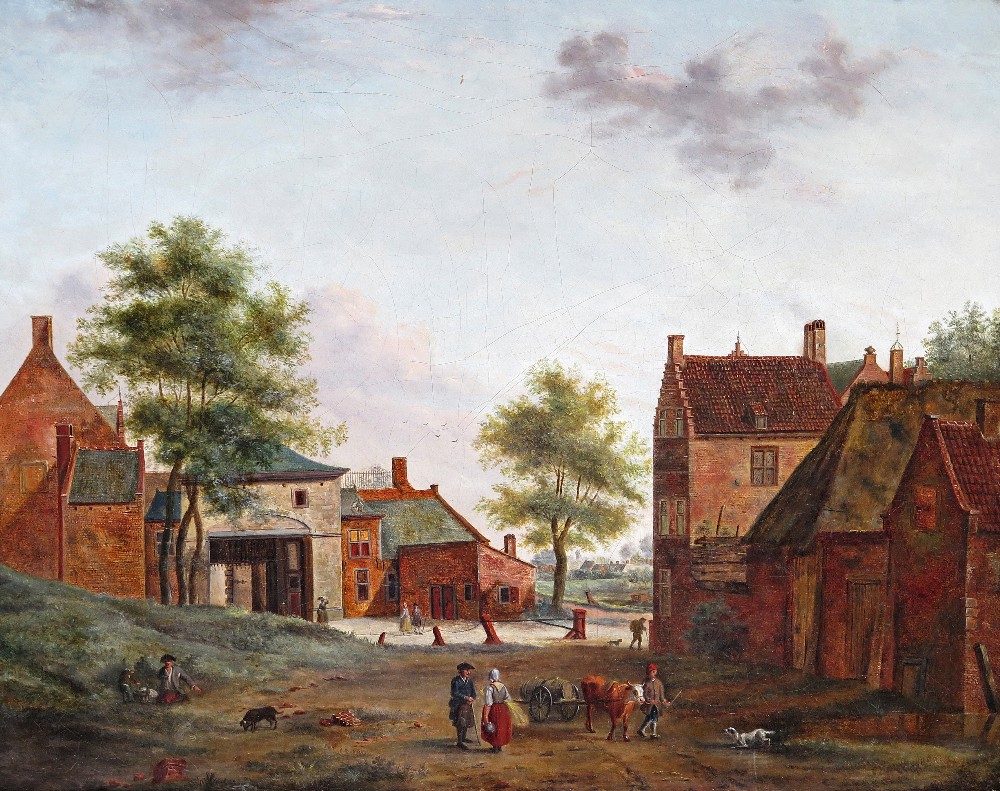 Attributed to Hendrik Frans de Cort (Dutch 1742-1810) A peaceful village scene Oil on canvas 33 x