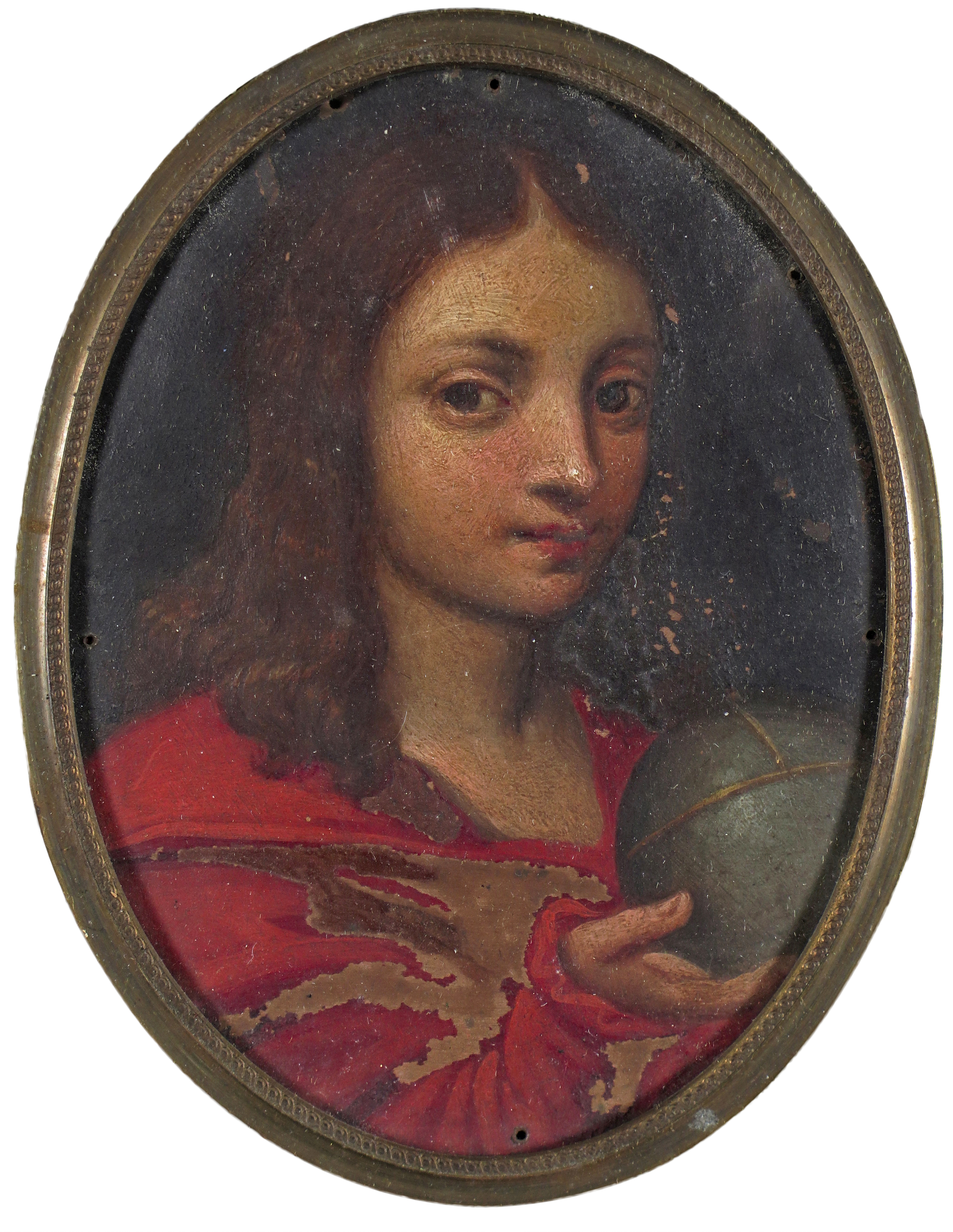 Continental School 17/18th Century Jesus as the Saviour of the World Oil on copper 105 x 80mm