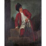 Follower of George Chinnery An Eastern figure with a stick Oil on canvas, unframed 53 x 43cm; 21 x